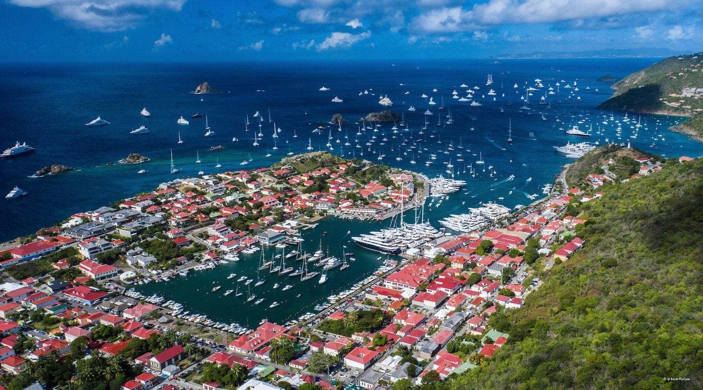 Sailing yacht at anchor near St Barth