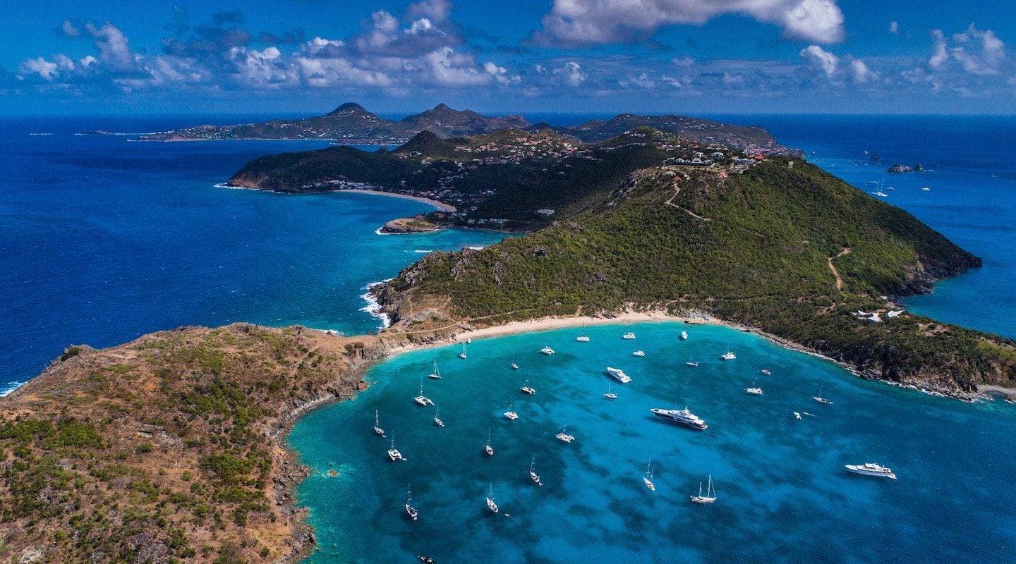 Turquoise lagoon and coastline in St. Barth